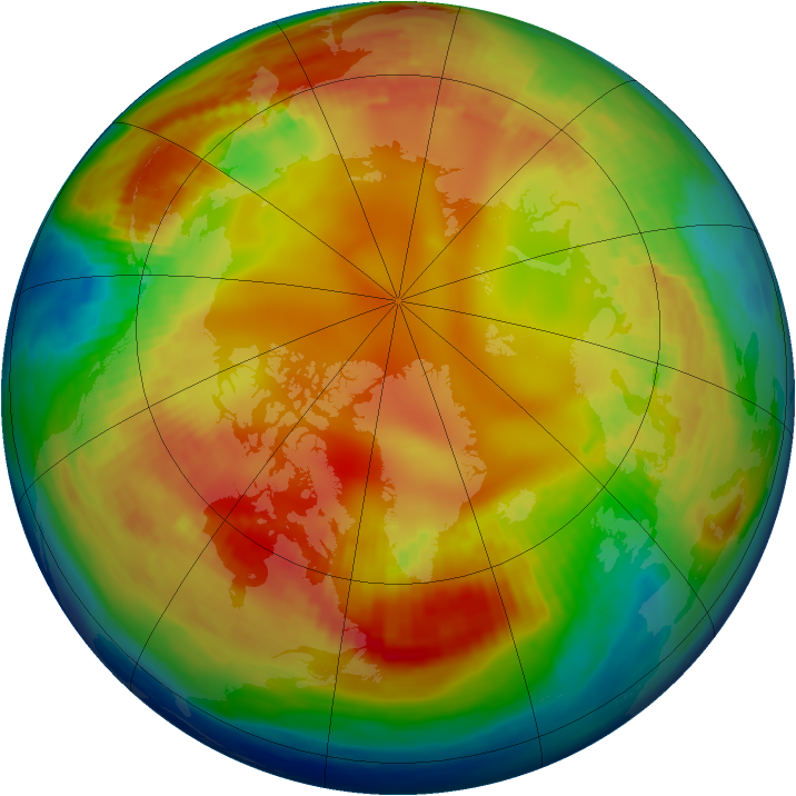 Arctic ozone map for 29 January 1985